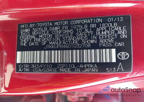 2013 Scion Xd from USA, damaged, VIN JTKKUPB46D1032708